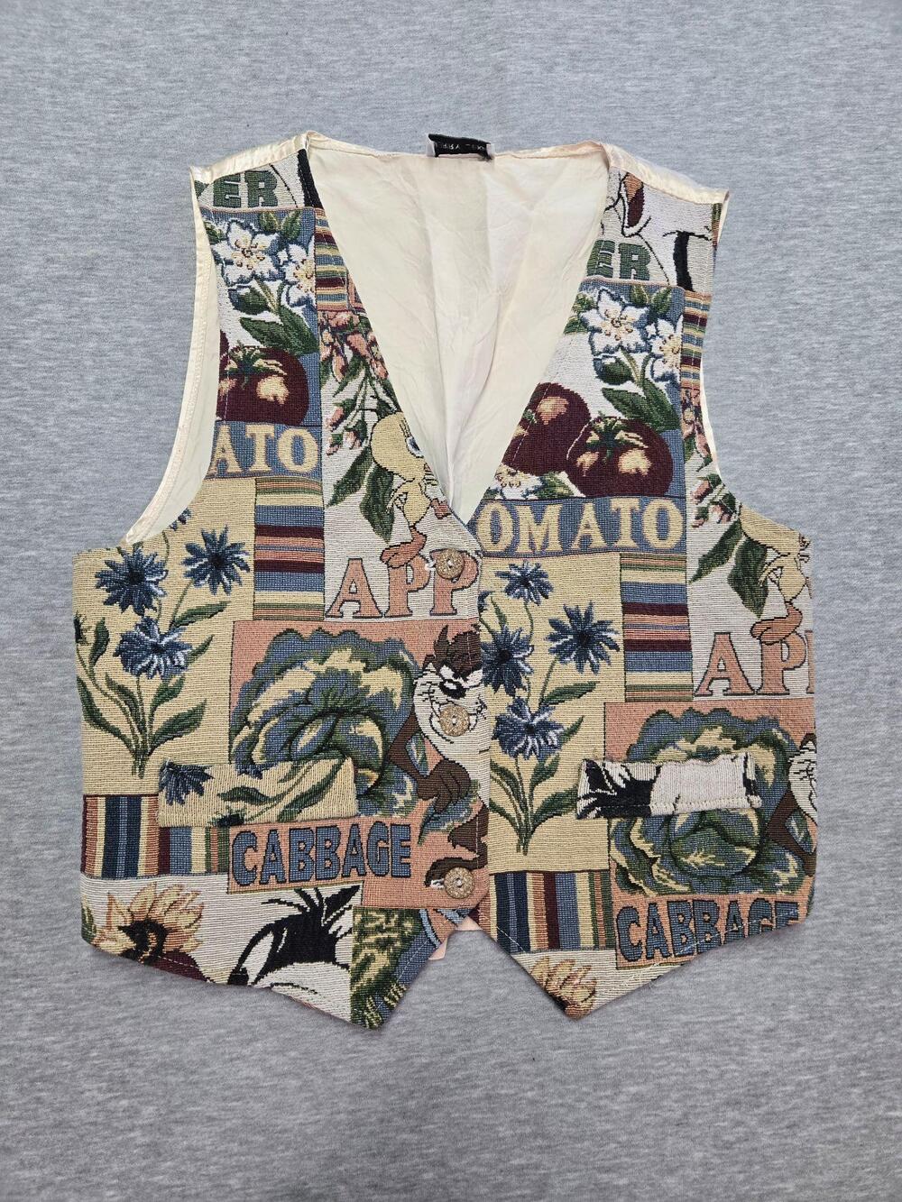 Vintage Jerry Leigh Suit Vest Multicolor Looney Tunes Veggie Tapestry
